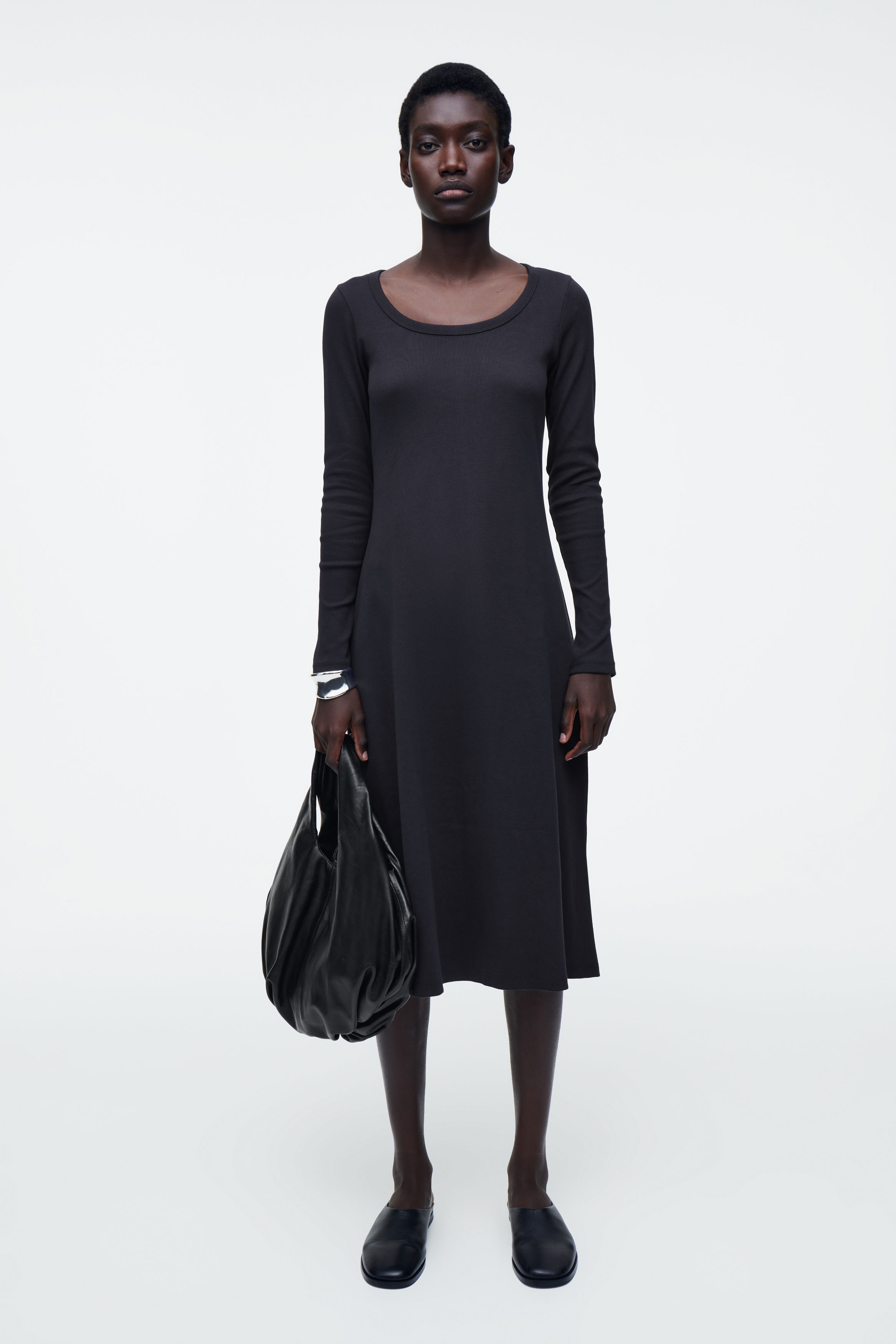SLIM RIBBED-JERSEY MIDI DRESS
