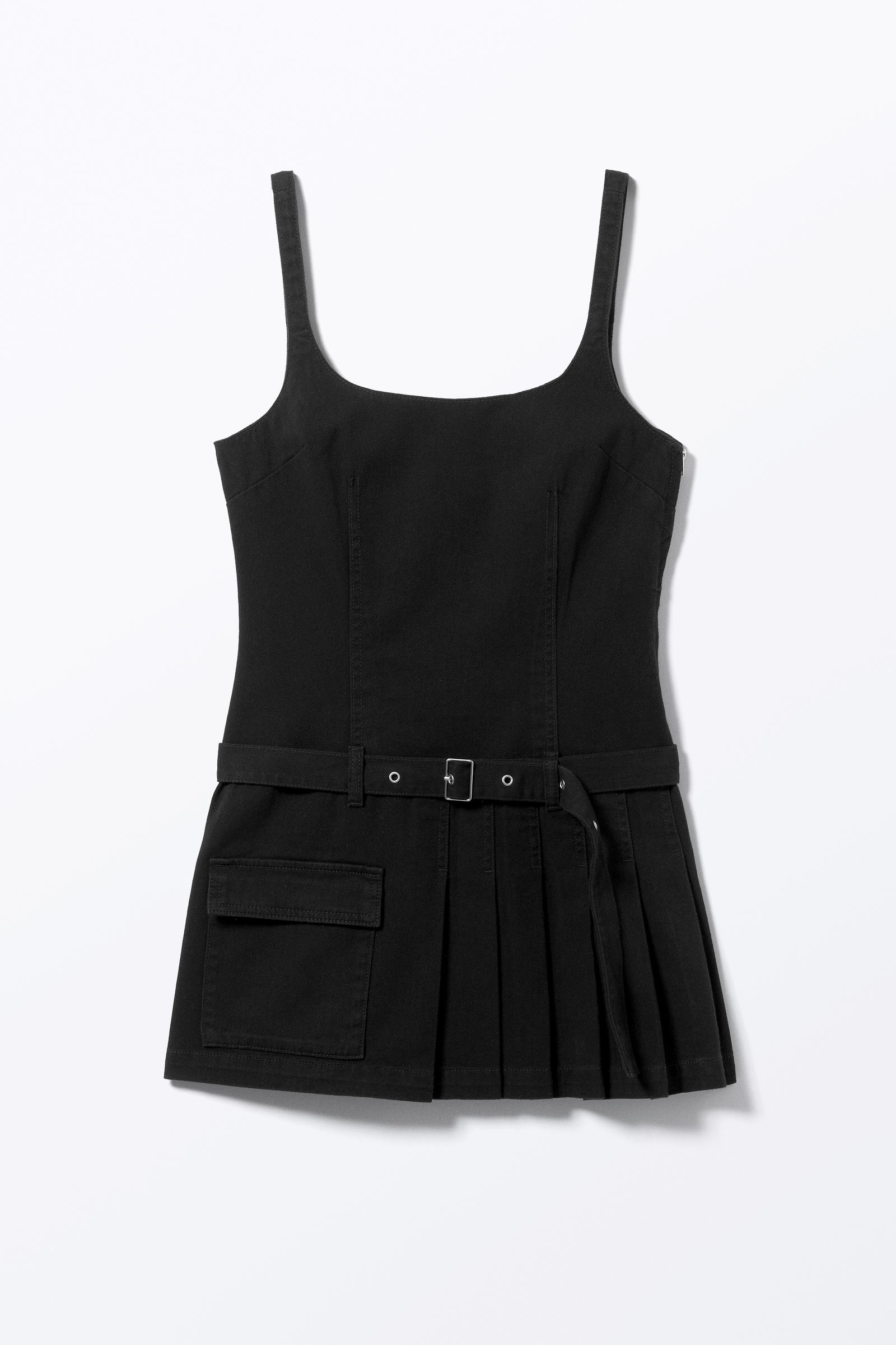 Belted Pleated Mini Dress