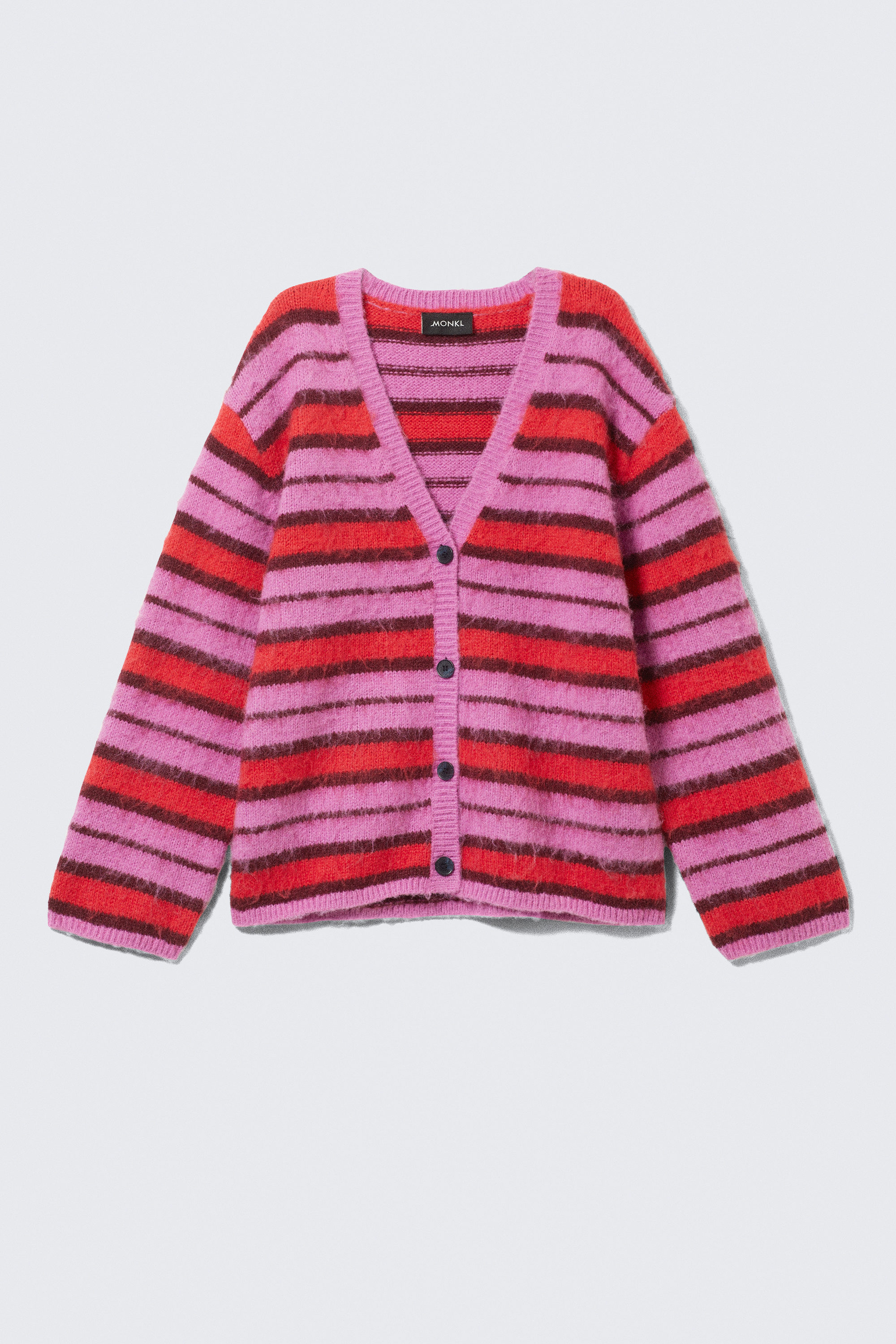 fluffy knit cardigan - Red | Monki WW