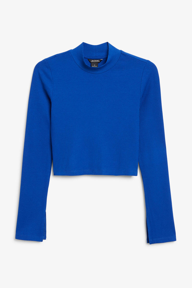 Ribbad långärmad croptop