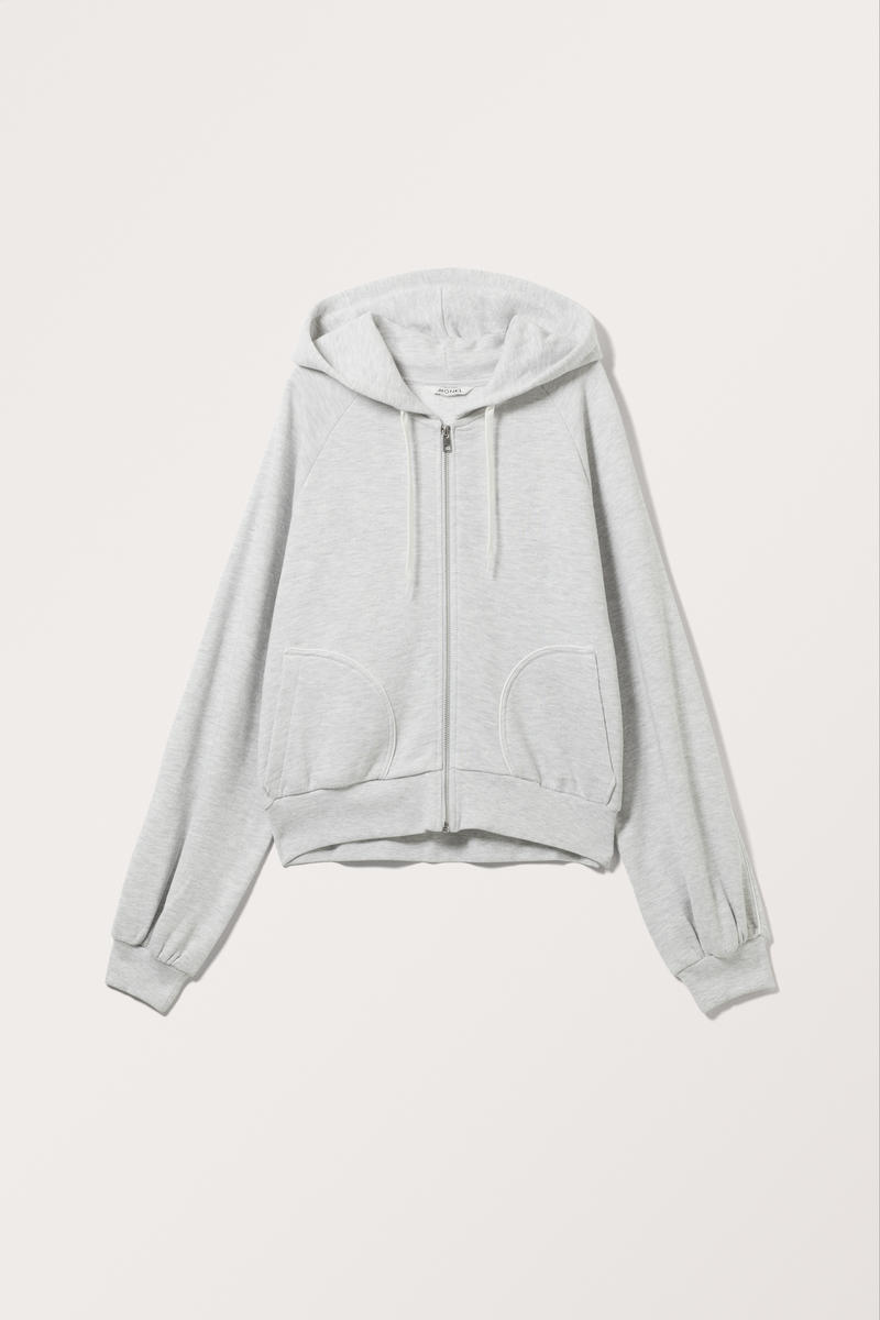 Croppad ledig hoodie med dragkedja