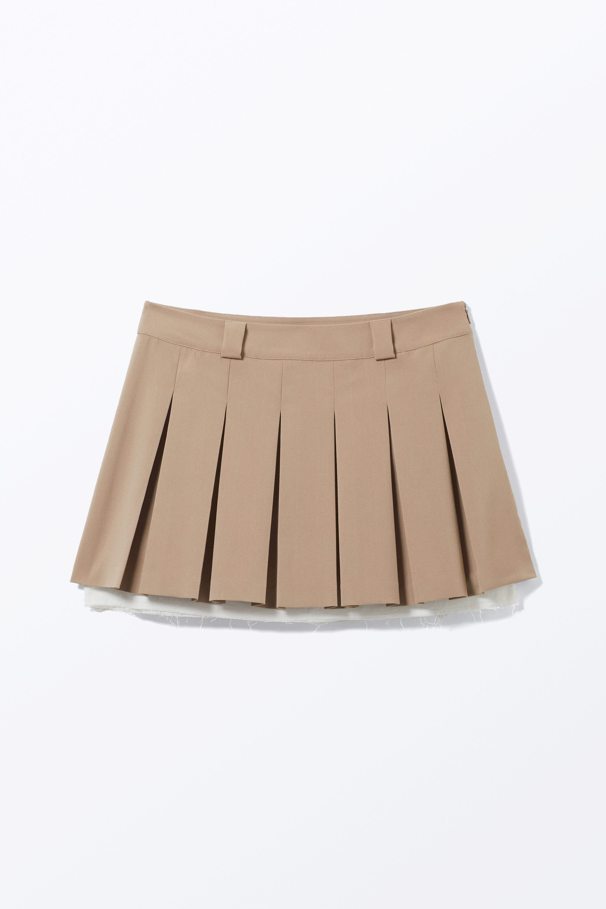 low pleated mini skirt - Dusty Beige | Monki WW