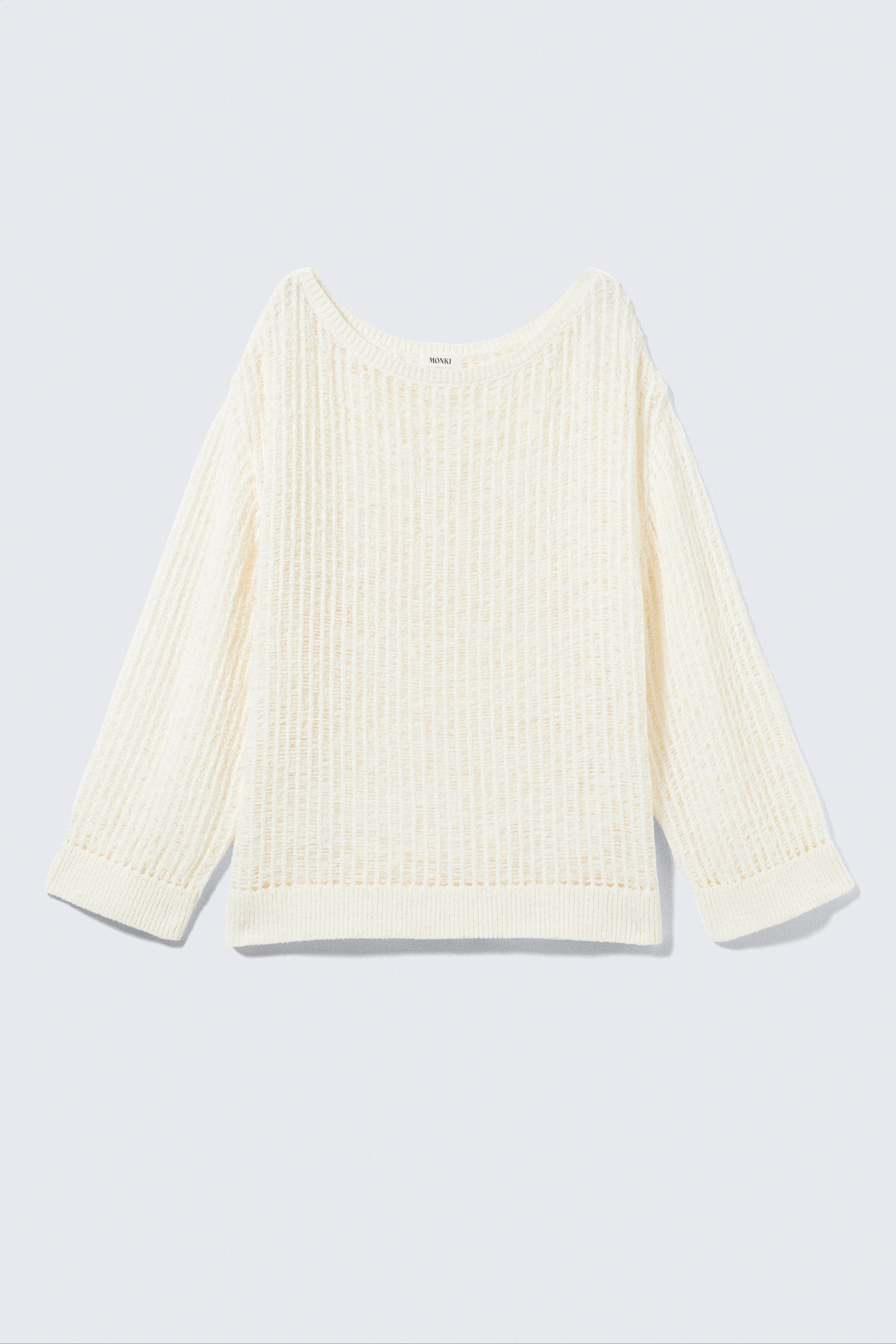 Monki Kvinders Hvid Loose Open-Knit Side Slit Sweater