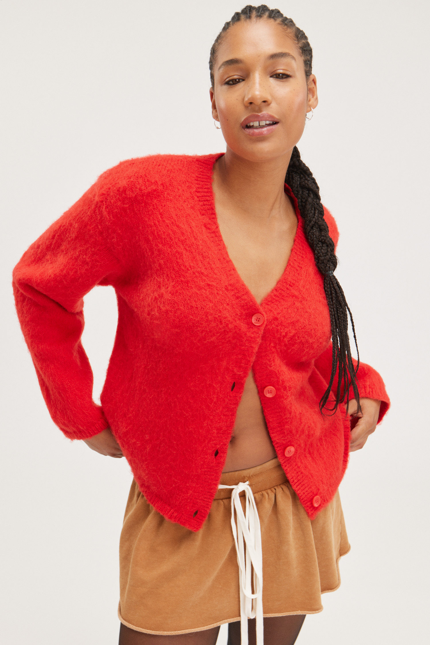 Fuzzy Mohair Cardigan Sweater Button Down Oversized Knit