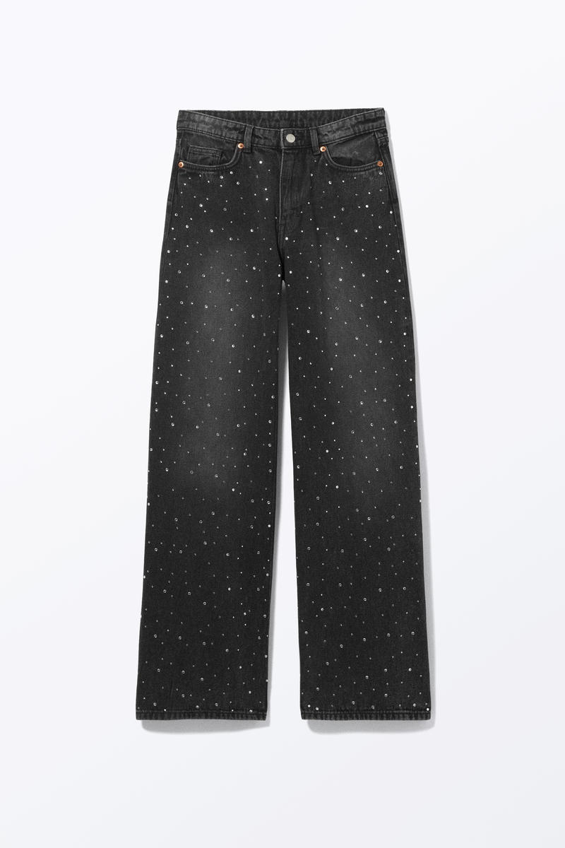 Paz mid-waist raka jeans med strass