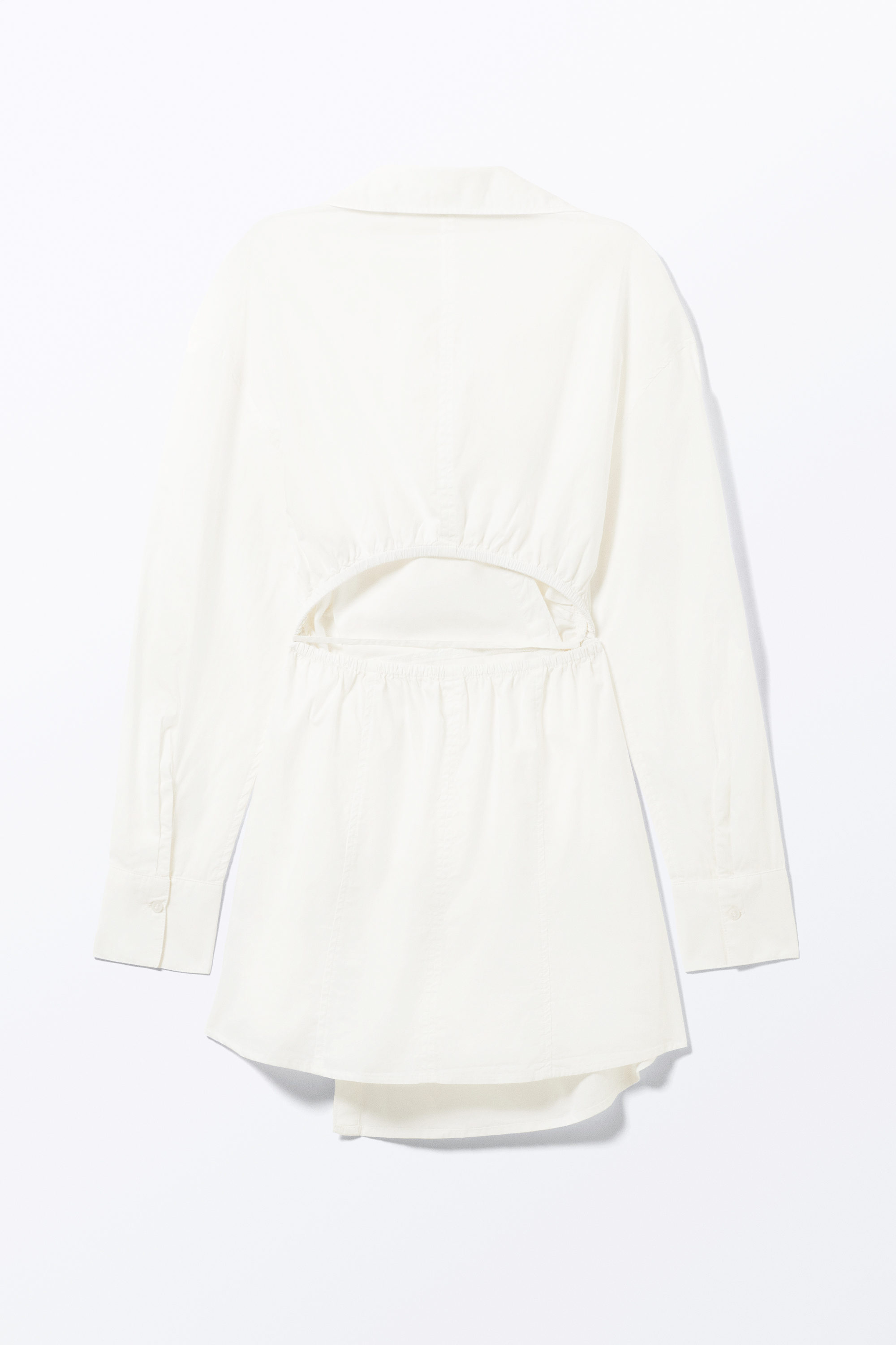 long-sleeved mini wrap shirt dress - White | Monki WW