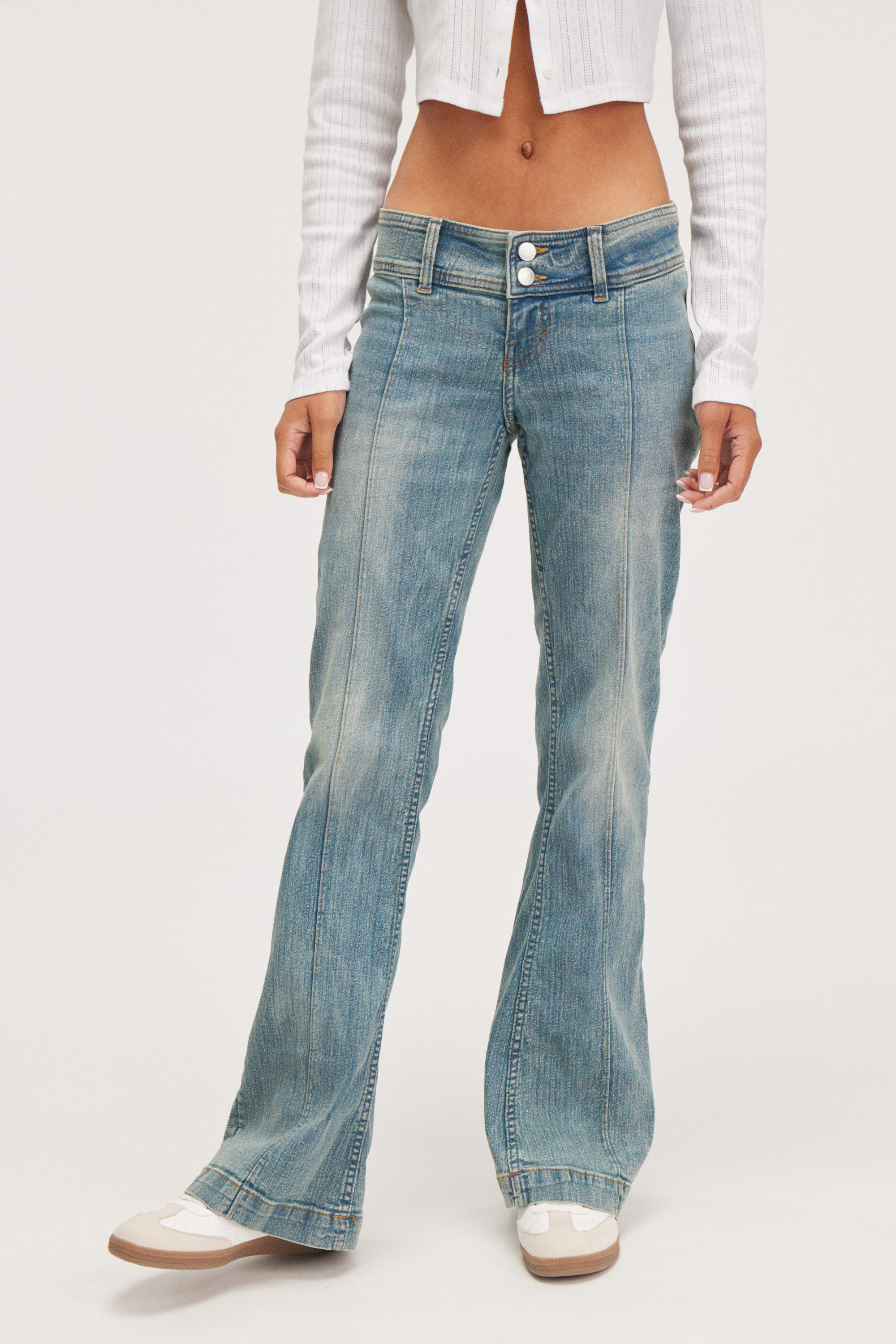 High Waist Long Denim Green | NA-KD
