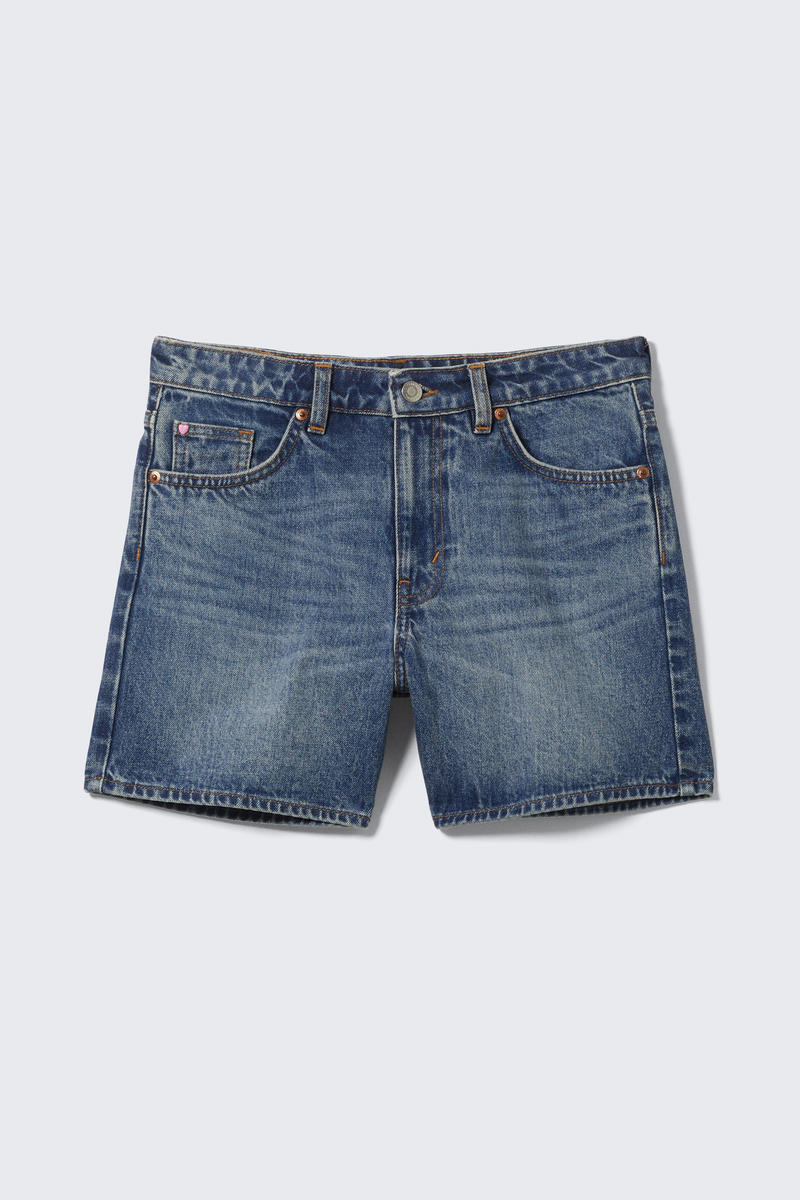 Aimo Mid-Waist Straight Leg Denim Shorts