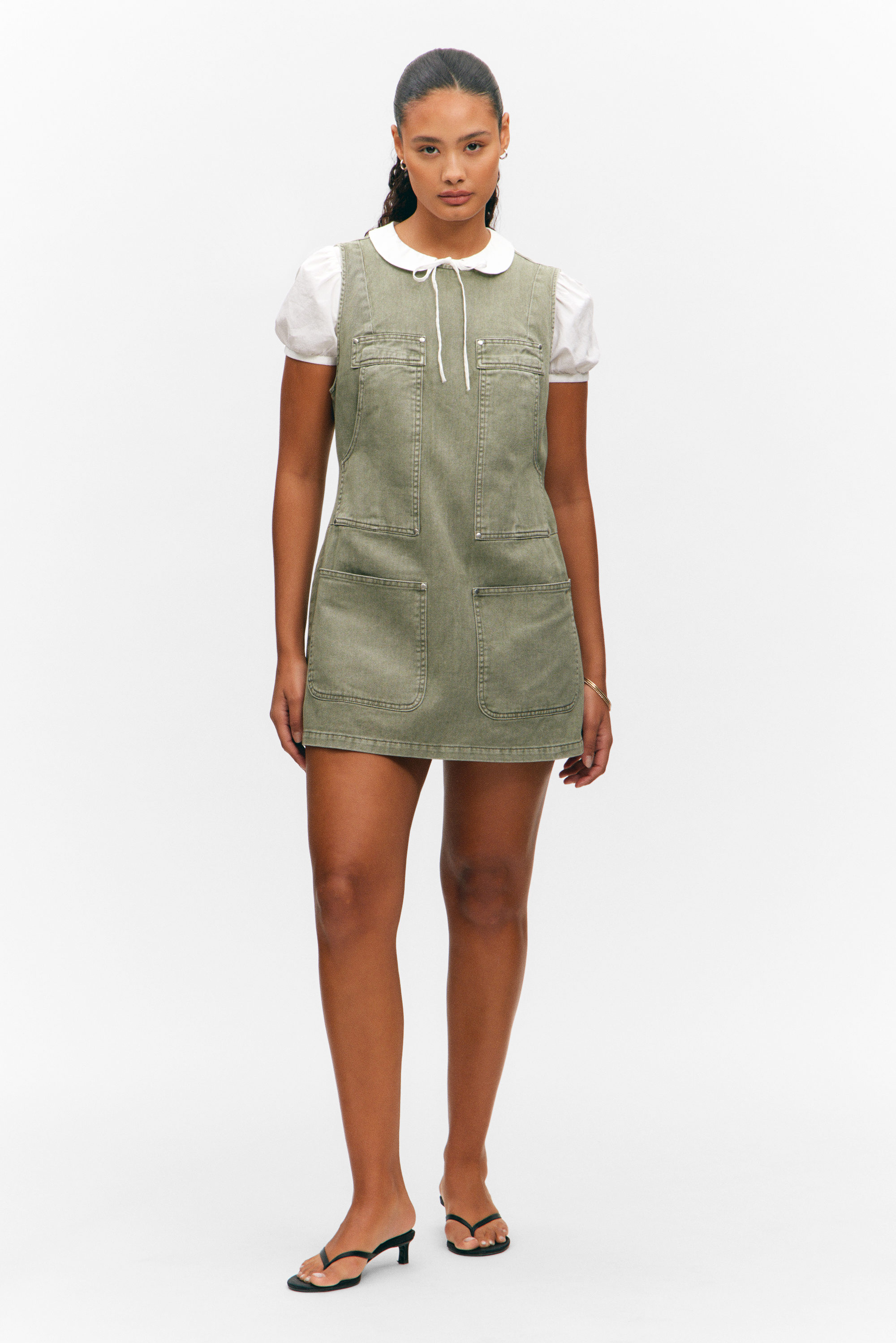 Sleeveless Utility Cotton Twill Dress