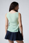 Light Dusty Turquoise - Sleeveless Boat-Neck Tie Top - 2