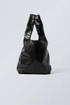 Black - Mini Faux Leather Tote - 0