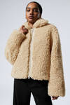 Beige - Yara Oversized Faux Fur Jacket - 1