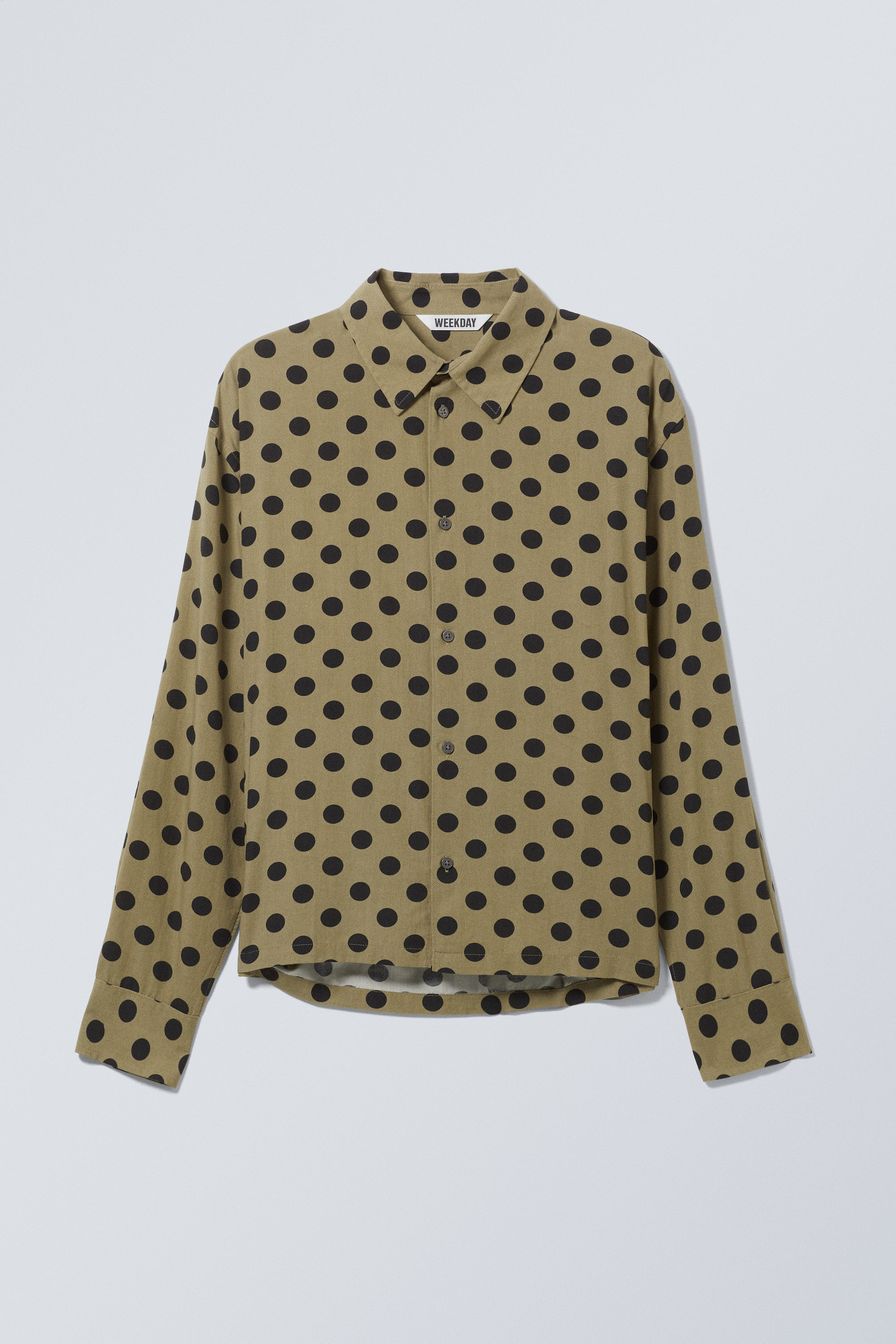 oversized boxy long sleeve shirt - Dusty Khaki Dots | Weekday WW
