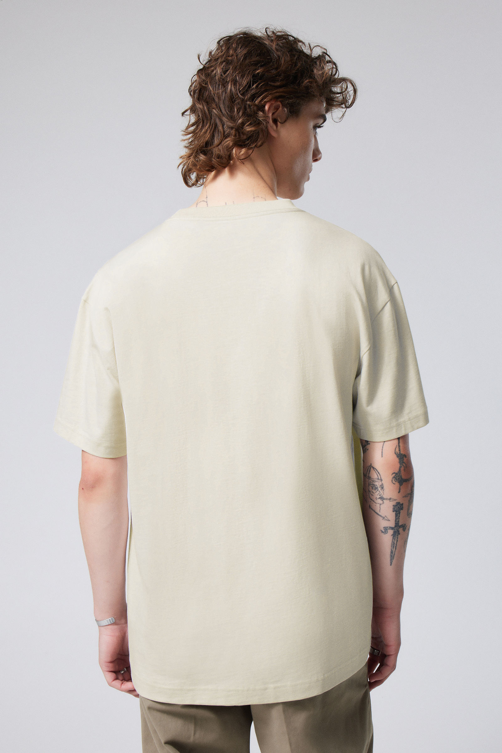 Beige - Oversized Heavyweight T-shirt - 3