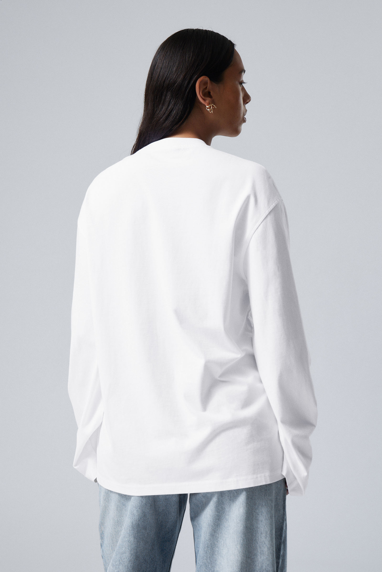 oversized t shirt met lange mouwen Wit Weekday NL