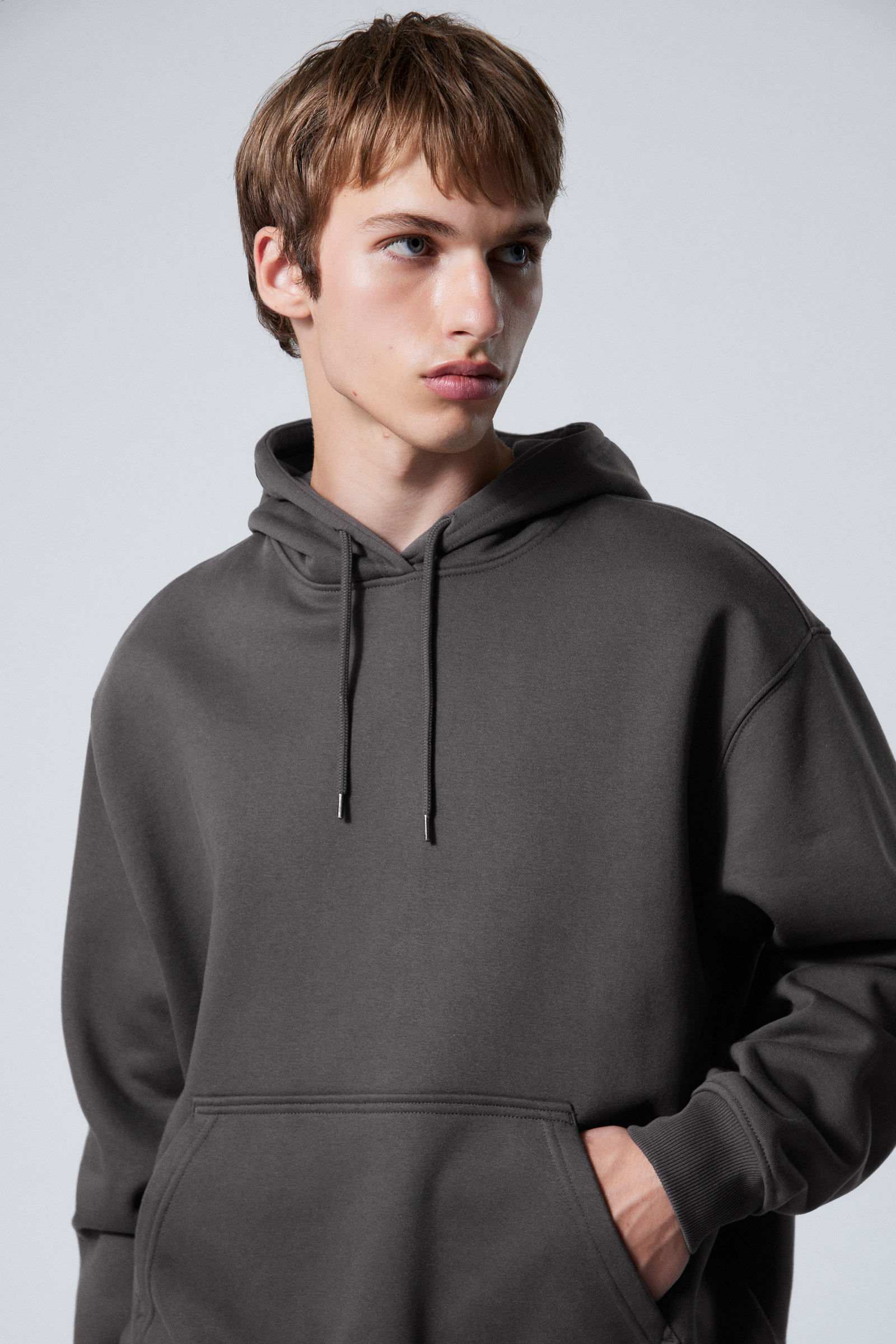 relaxed heavy hoodie Off Black Weekday EU