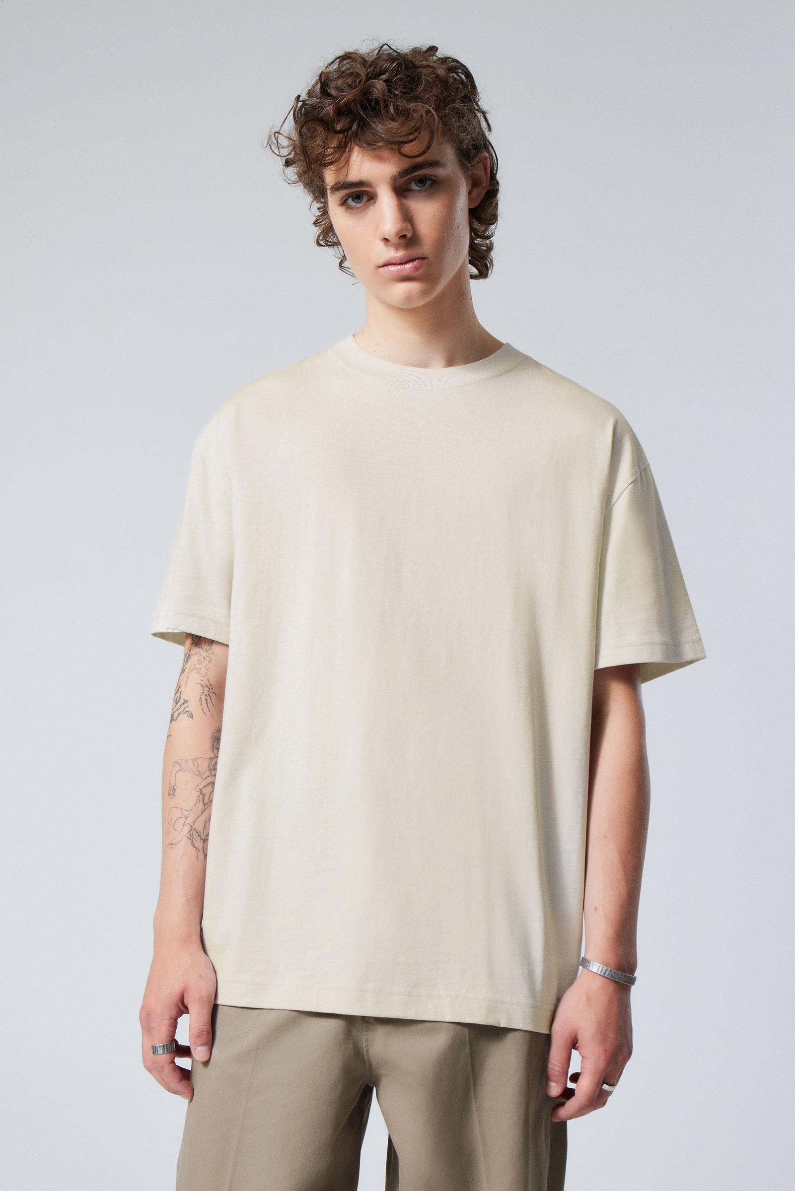 Beige - Oversized Heavyweight T-shirt - 0