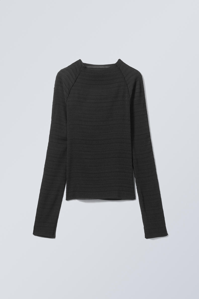 Laura Long Sleeve Pleated Top Black Weekday Eu 8903