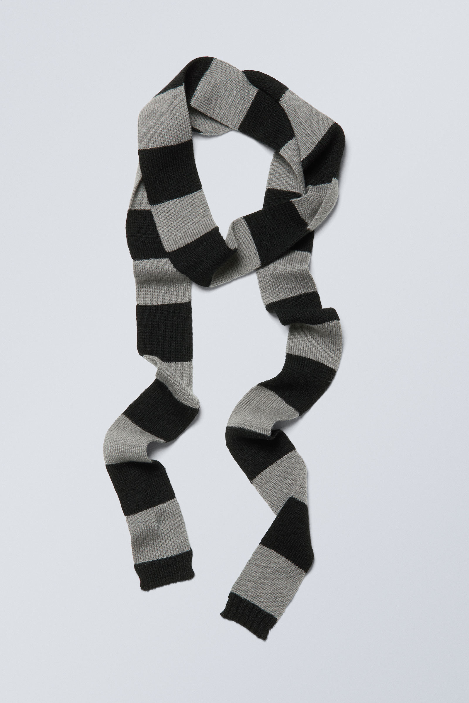Black & Grey Stripes - Slim Scarf - 0