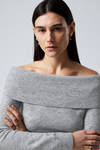 Grey Melange - Lolo Off Shoulder Sweater - 2