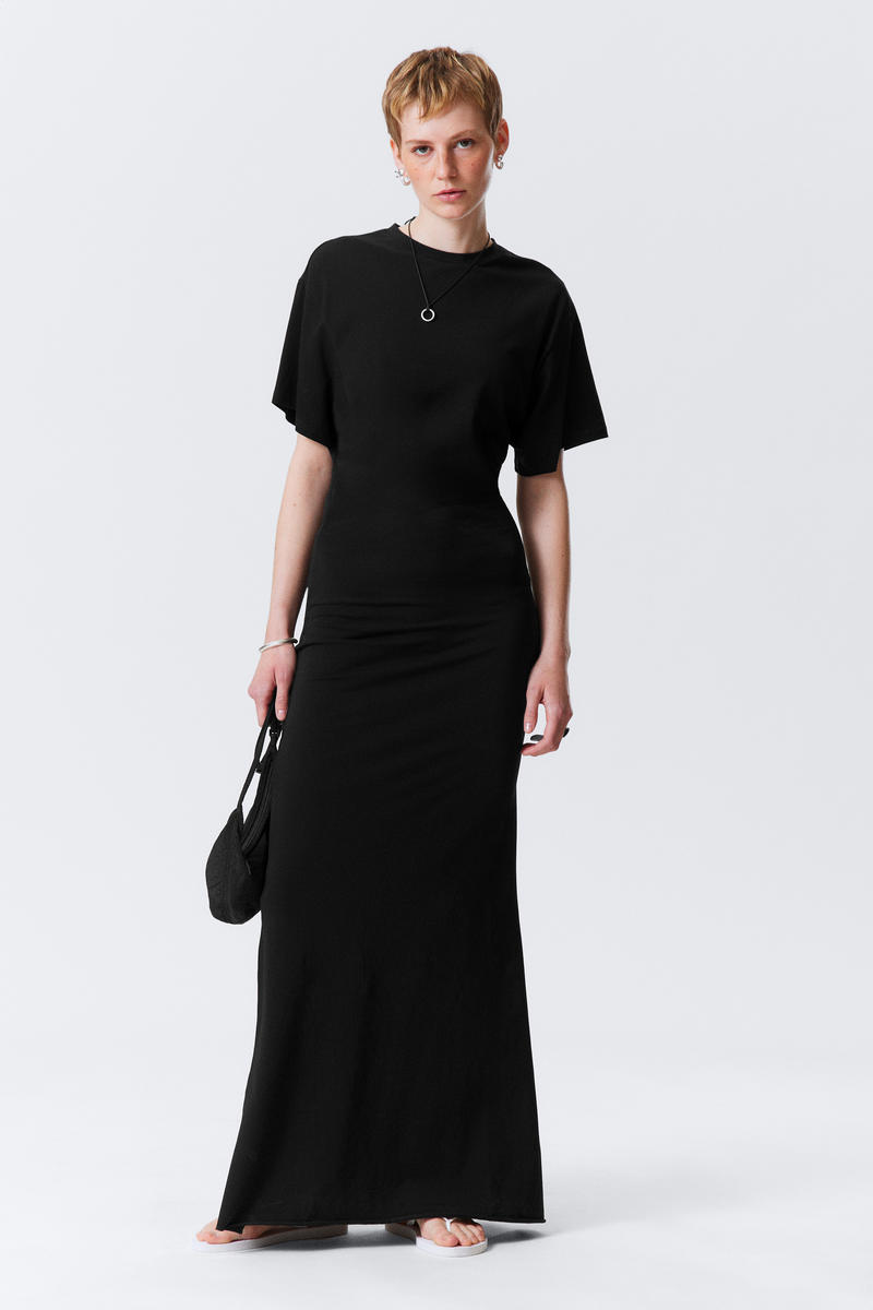Weekday Gathered Short-sleeved Maxi Dress