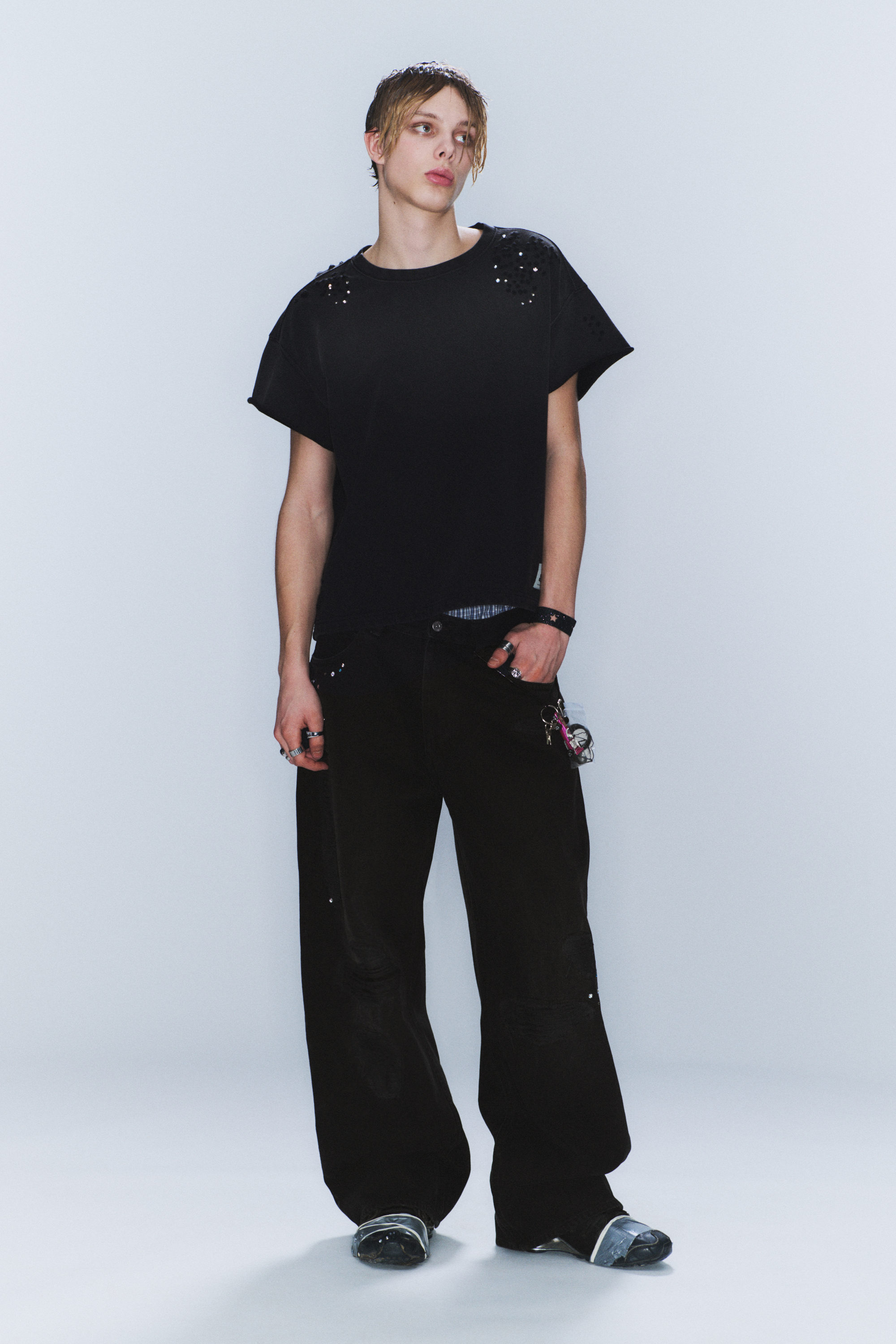 booty bei low waist skinny bootcut jeans - Black Top Rinse