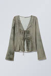 Dusty Mole - Snake Print - Long Sleeve Tie Blouse - 2