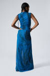 Bright Blue - Draped Asymmetric Tie Maxi Dress - 2