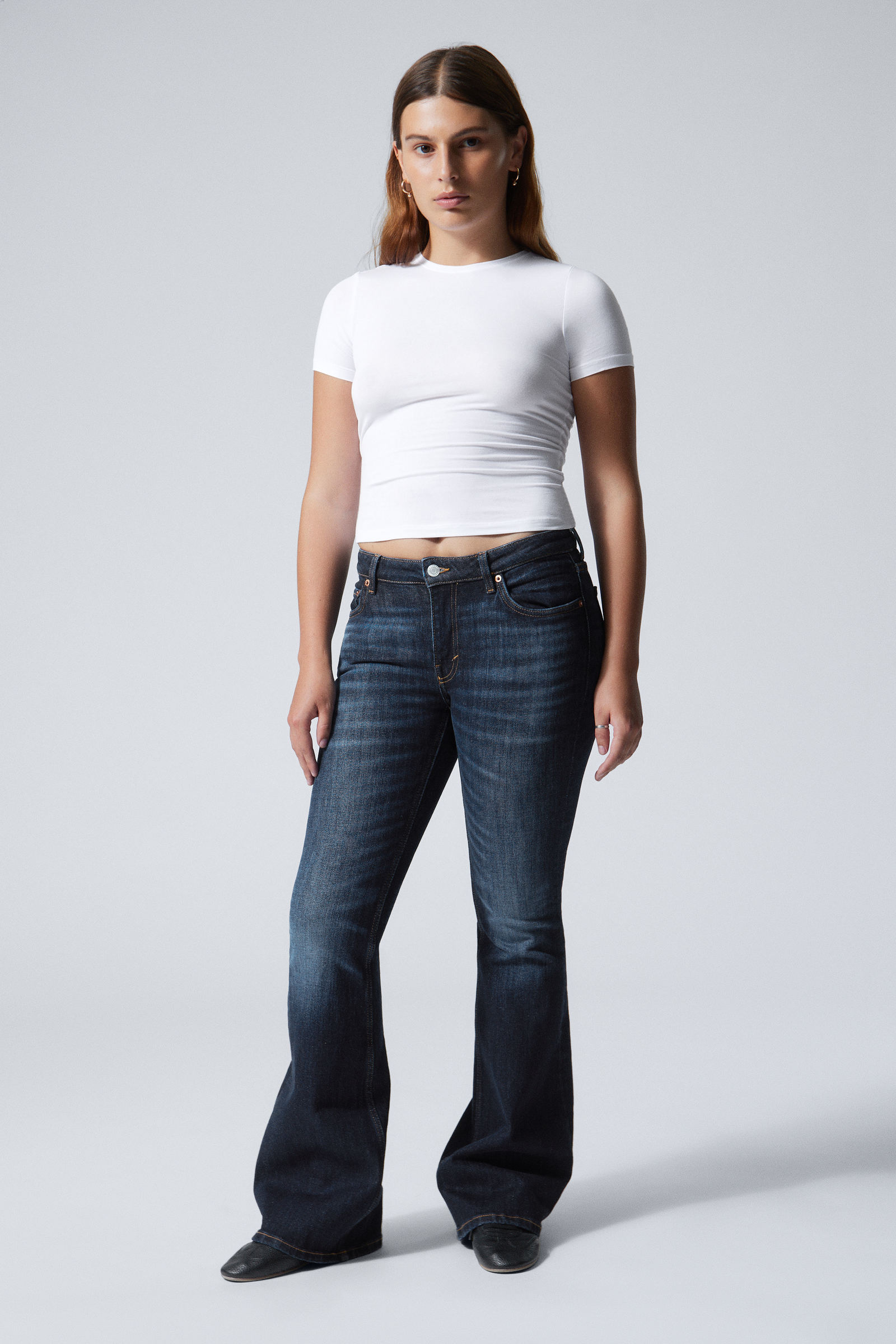 #4C5164 - Flame Low Rise Slim Flared Leg Jeans - 1