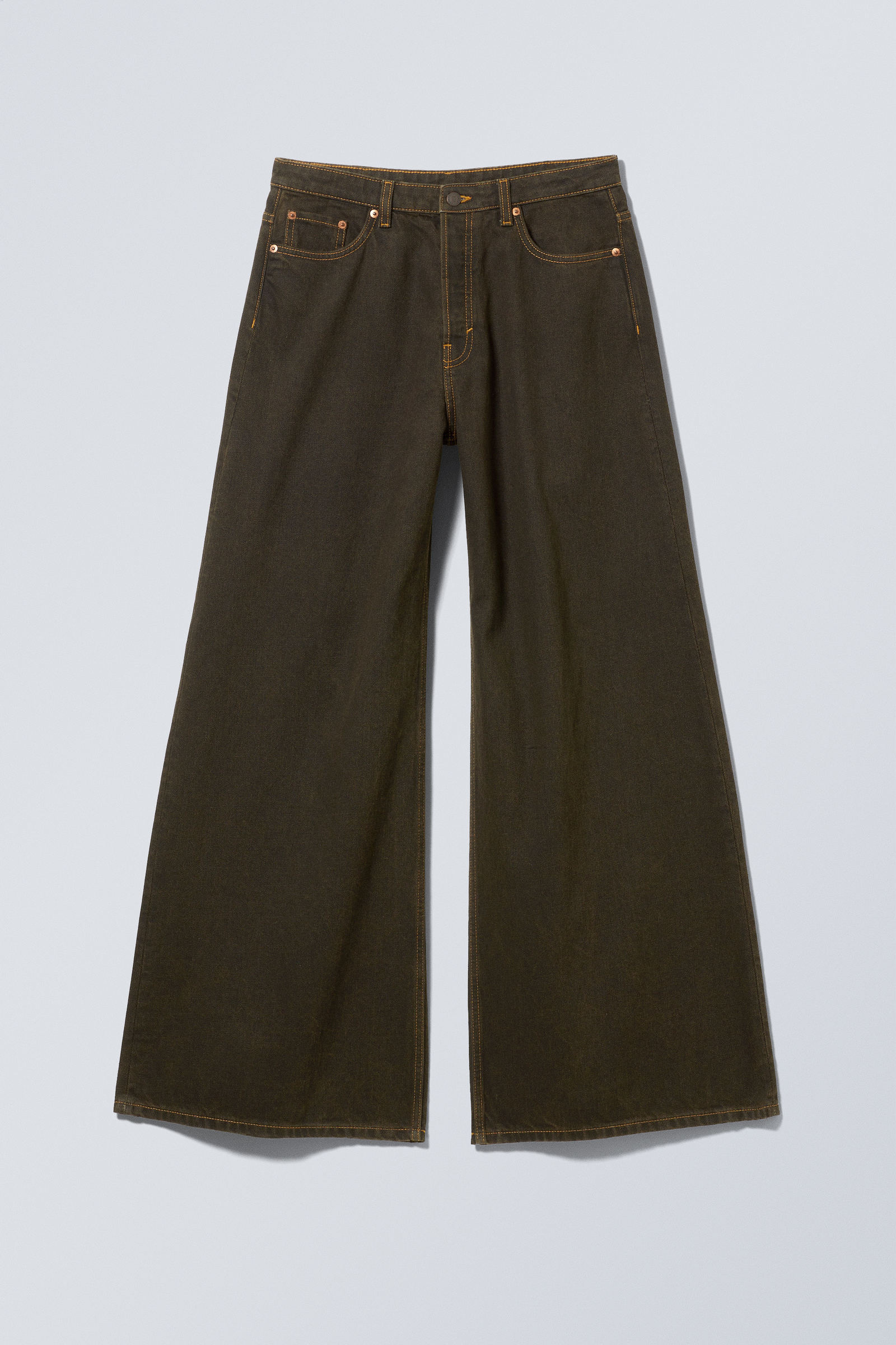 Brown Stone - Telescope Low Loose Wide Jeans - 2