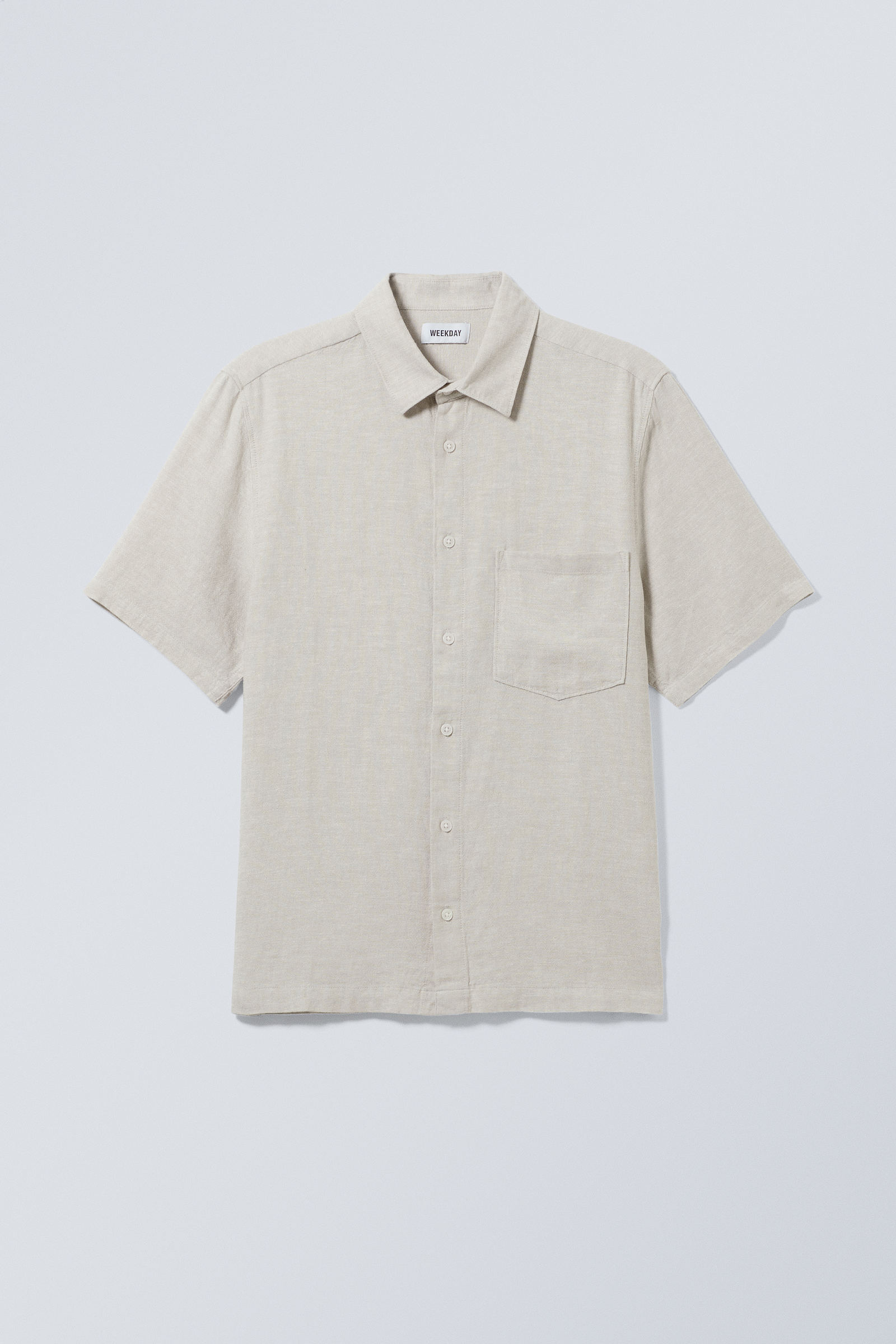 #B4B1A9 - Relaxed Linen Short Sleeve Shirt - 1