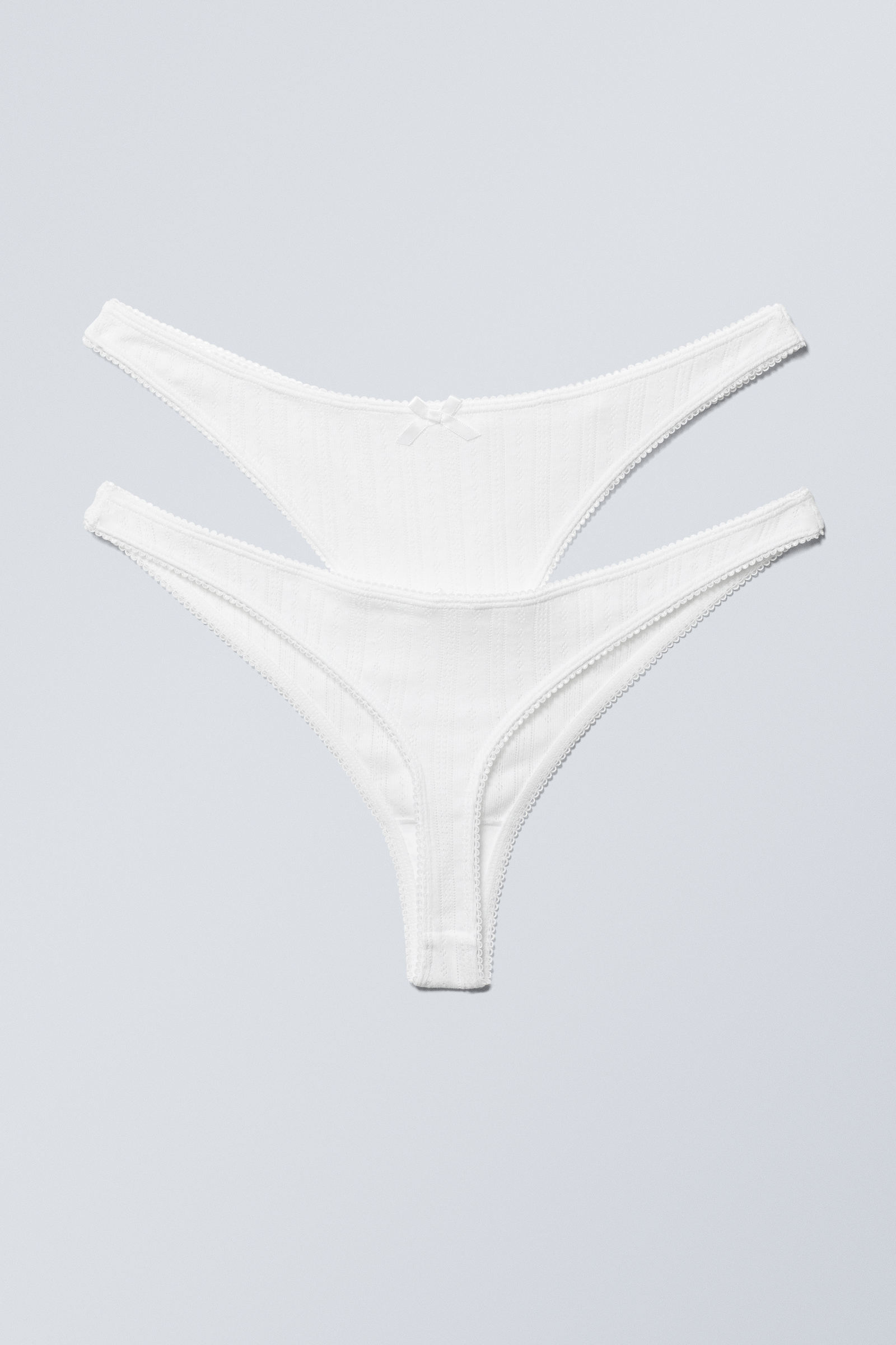 2-pack pointelle cotton thongs - White