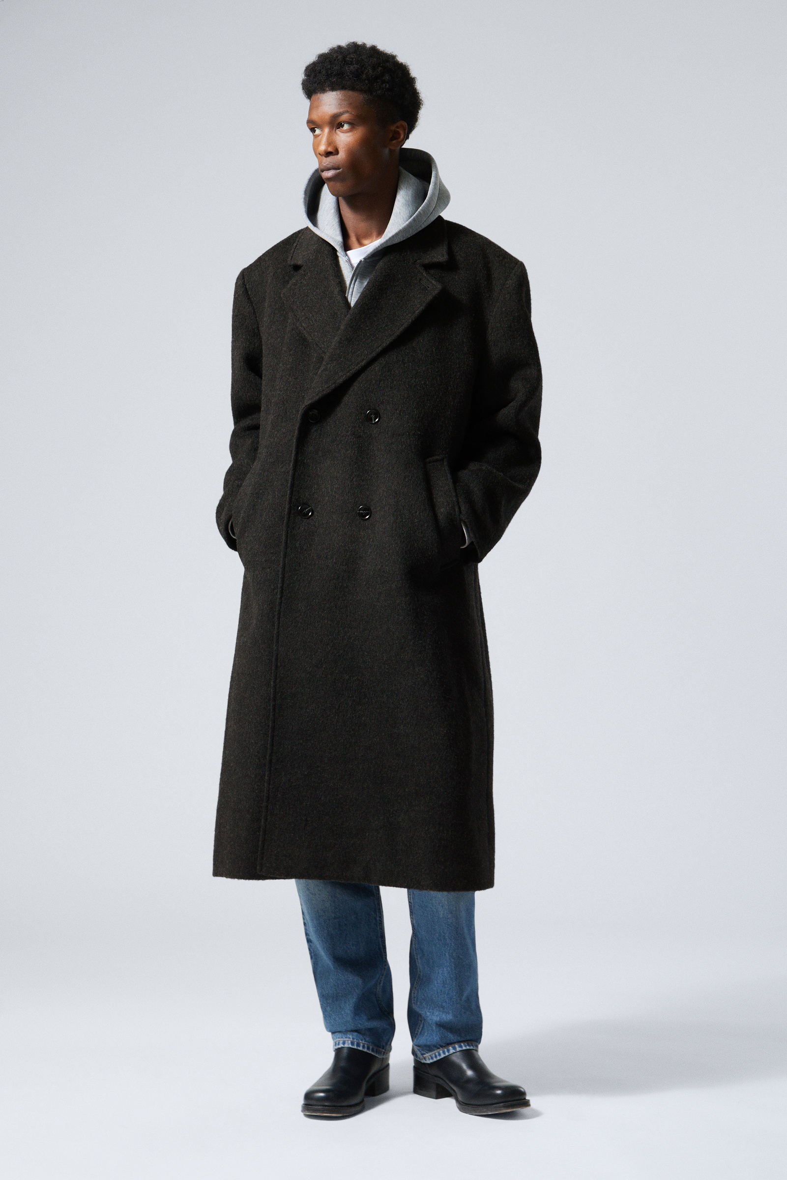 Black - Double-Breasted Wool-Blend Coat - 2