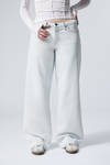 Ice Blue - Light Blue - Ample Low Rise Loose Wide Leg Jeans - 1