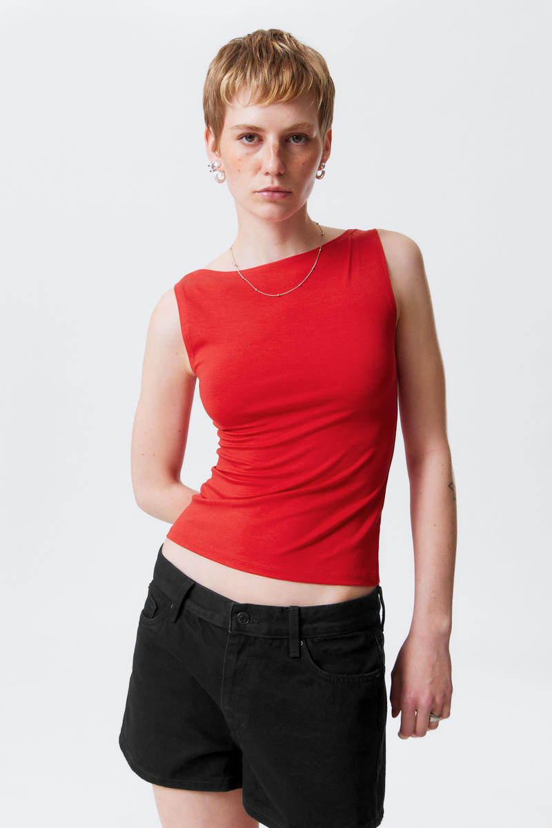 Weekday Annie Sleeveless Boat-neck Lyocell Top