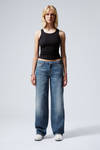 Mine Blue - Medium Blue - Ample Low Rise Loose Wide Leg Jeans - 1