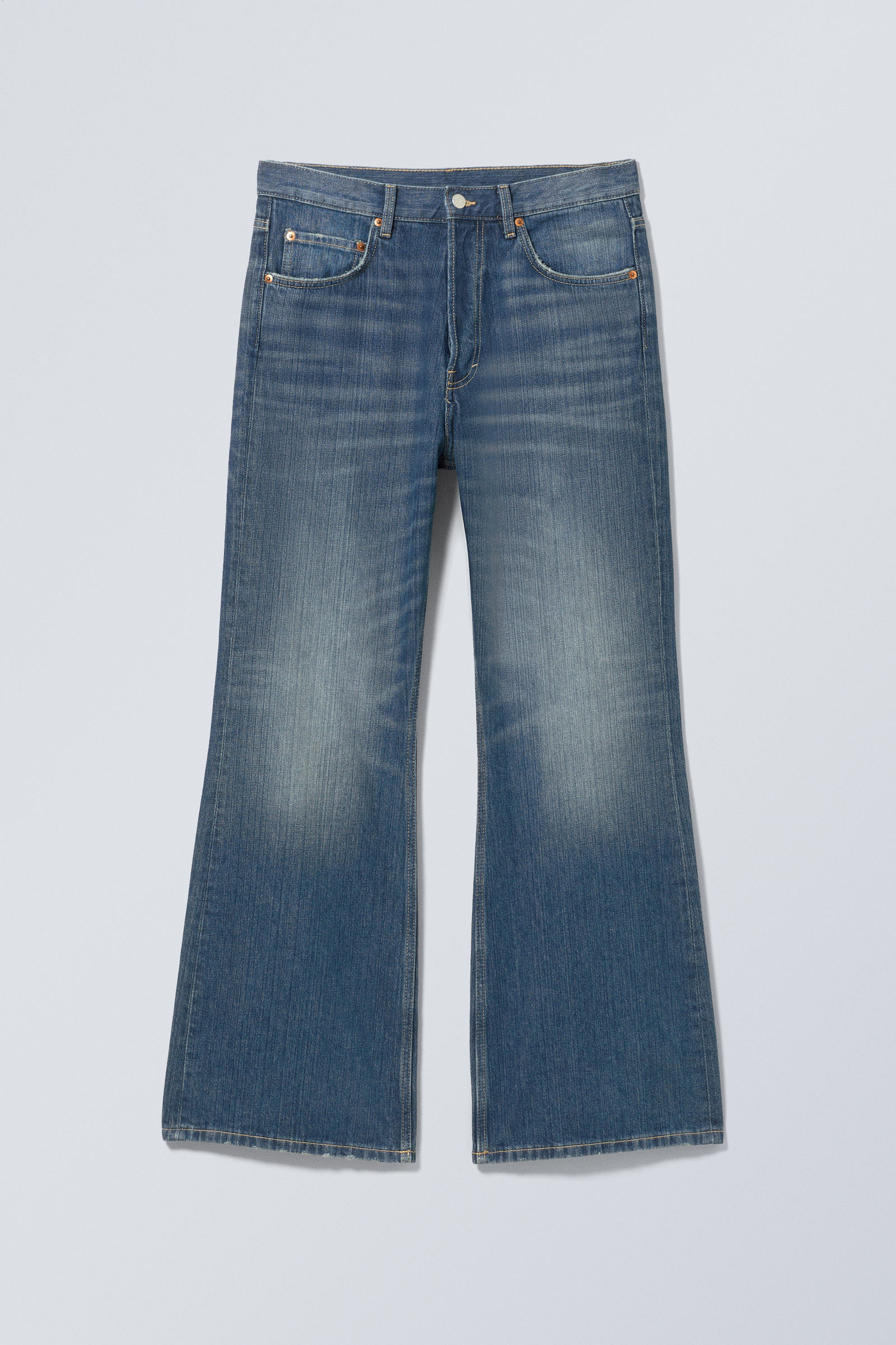 Mine Blue - Mellanblå - Time Loose Bootcut Leg Jeans - 2