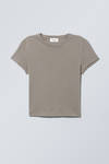 Dark Grey - Tight Fitted T-shirt - 0