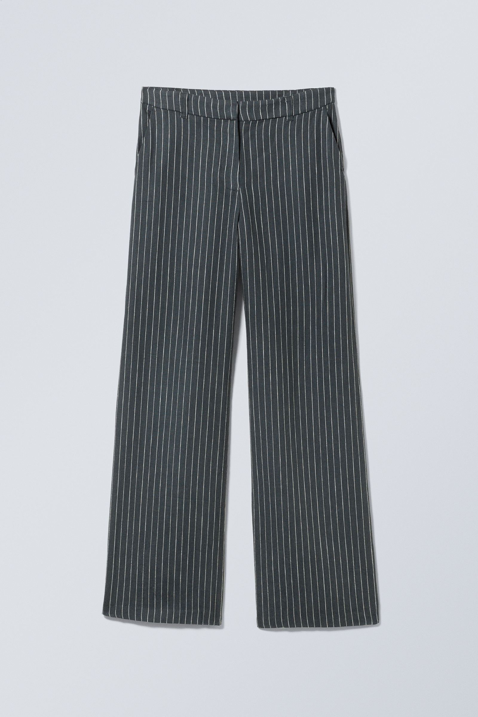 mid linen blend suit trousers - Dark Grey Pinstripe | Weekday GB