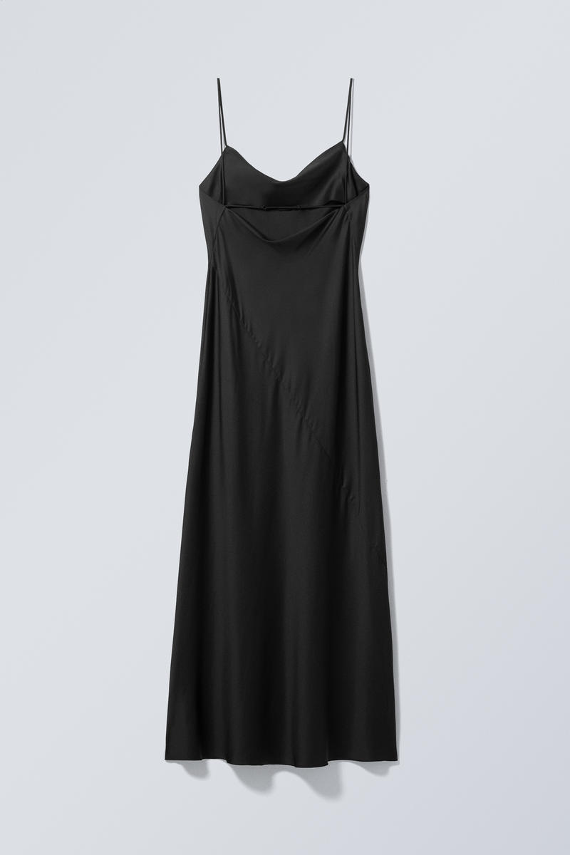 Denim Maxi Slip Dress-Black Wash