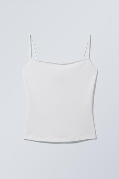 slim fitted cotton singlet - White | Weekday GB