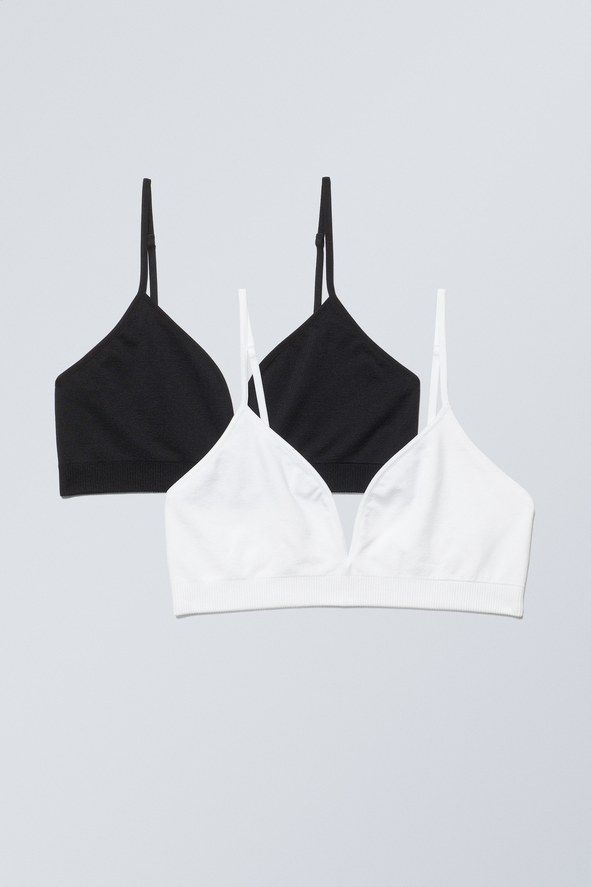 Weekday Cat polyamide triangle bralette in black - BLACK - ShopStyle Bras