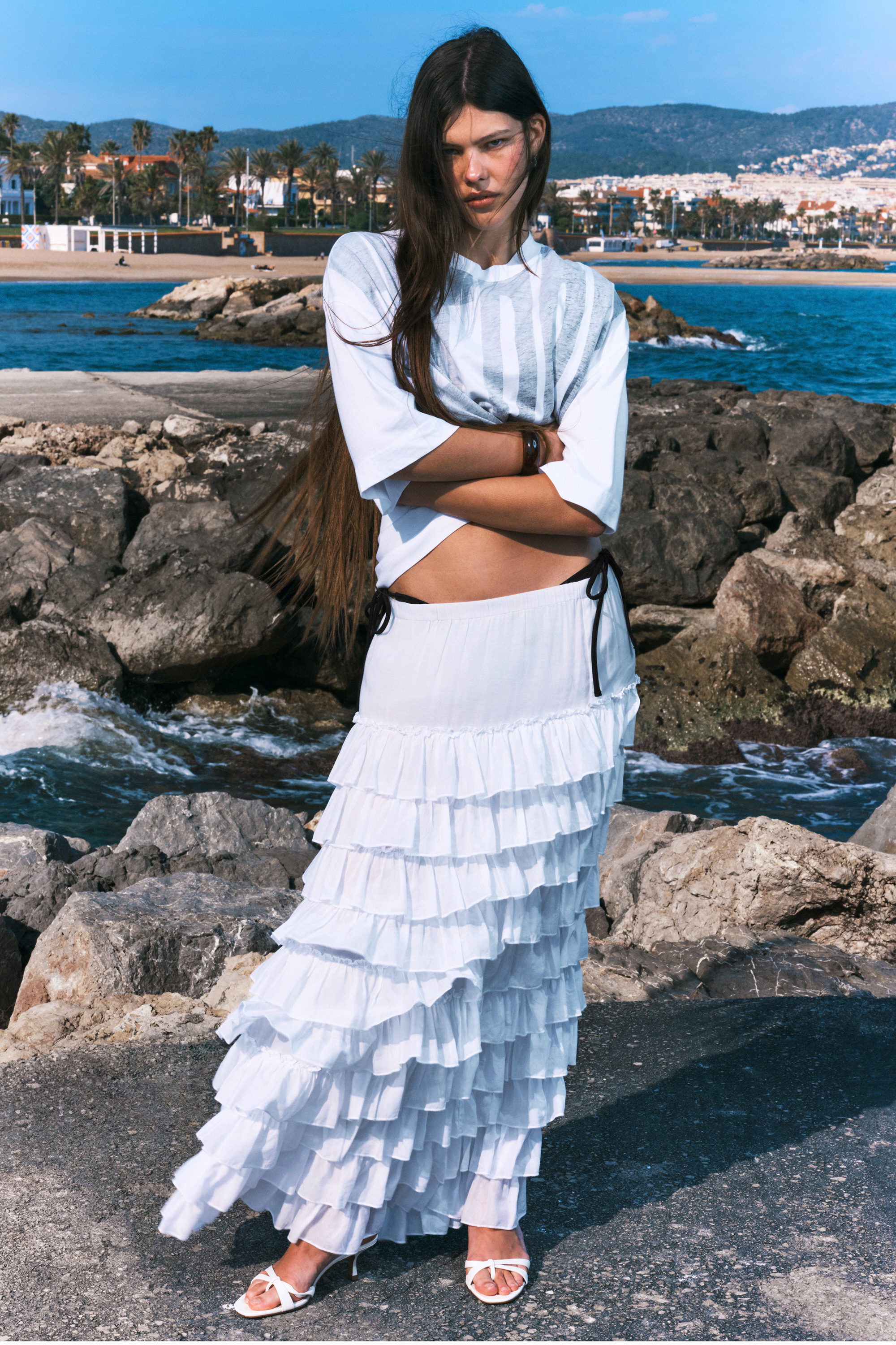 スカート [YOUHEE] FRILL DETAILED MAXI SKIRT WHITE b6c68df289f16a2f7db8b84faad9d1