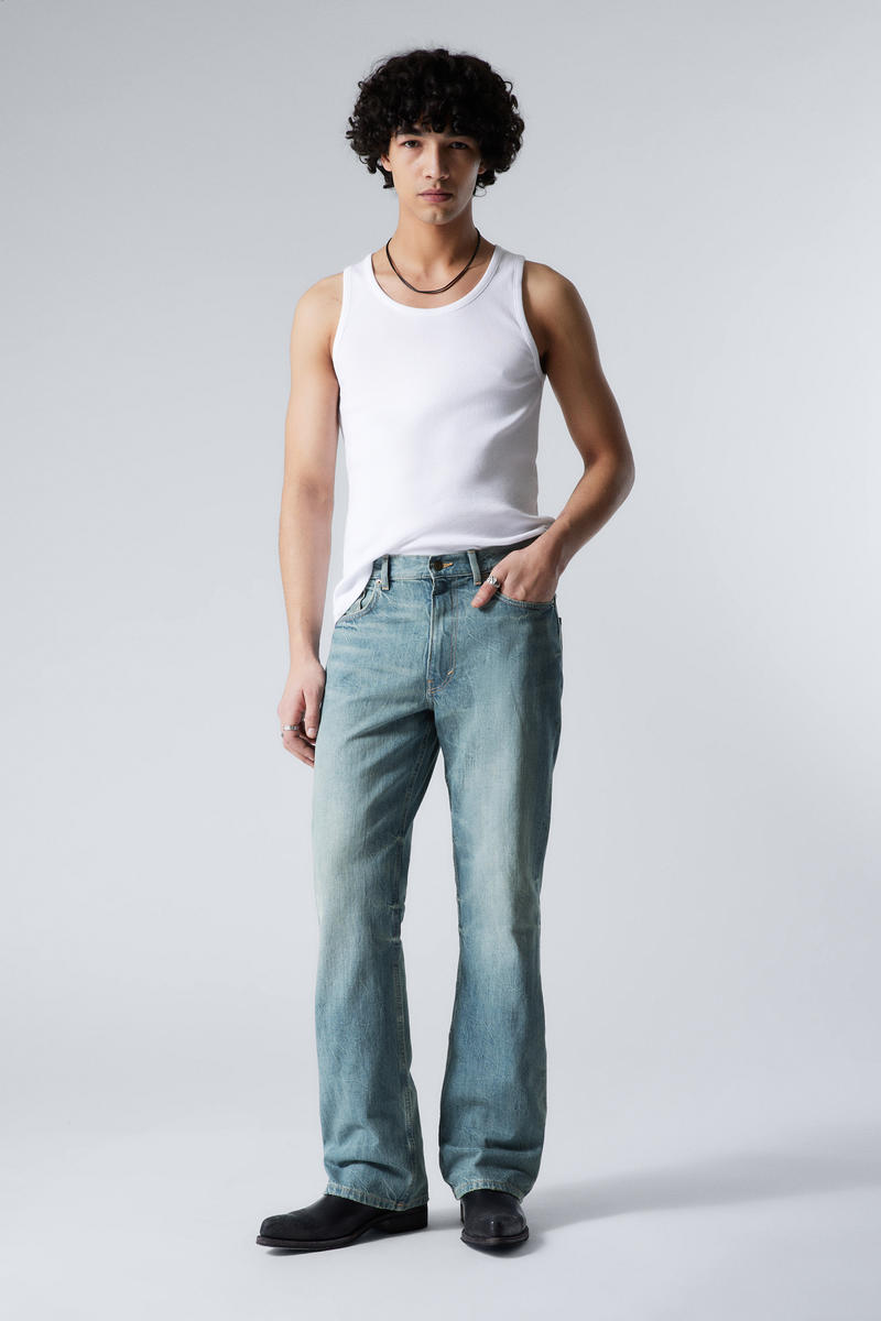 Weekday Mercury Relaxed Bootcut Leg Workwear Jeans In Blue