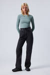 Echo Black - Black - Rowe Super High Waisted Regular Straight Leg Jeans - 0