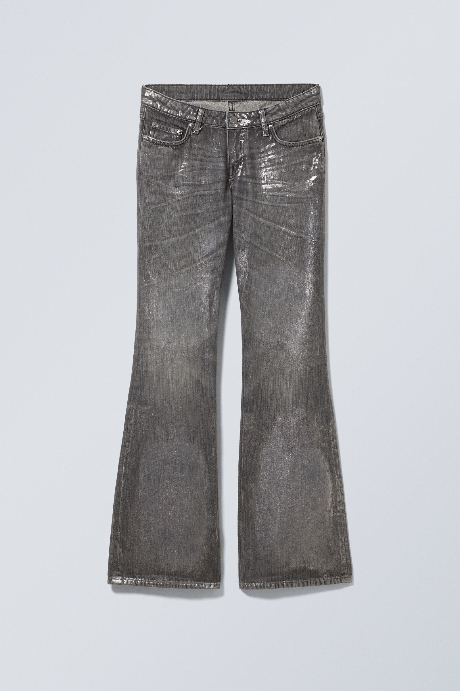 Metal Grey - Nova Foil Low Slim Bootcut Jeans - 2