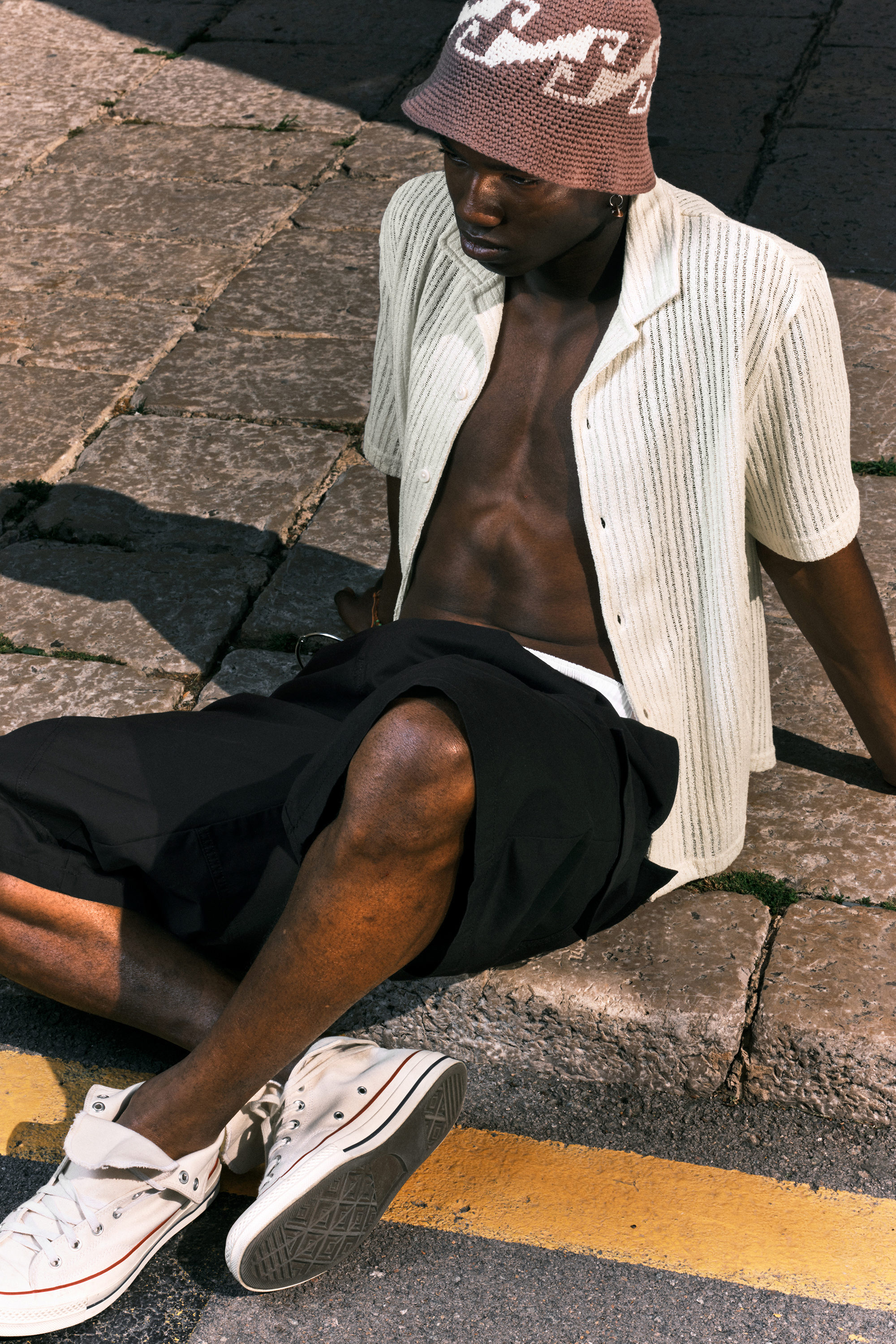 textured short-sleeved resort shirt - Off-white | Weekday WW