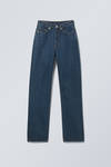 Sapphire Blue - Dark Blue - Rowe Super High Waisted Regular Straight Leg Jeans - 2