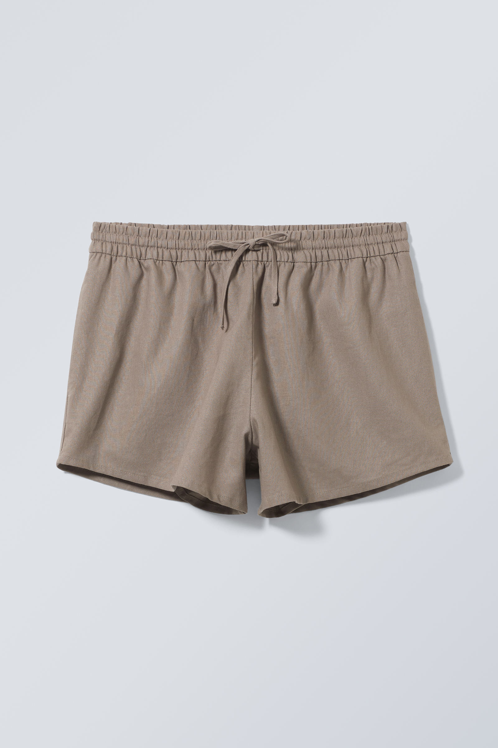 #7C746B - Tyler Linen Blend Shorts - 1