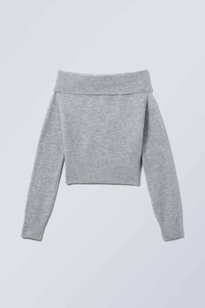 lolo off shoulder sweater - Grey Melange | Weekday GB